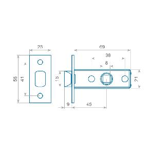 Защелка межкомнатная PVC ITAROS 6-45-О овальная черная BLACK