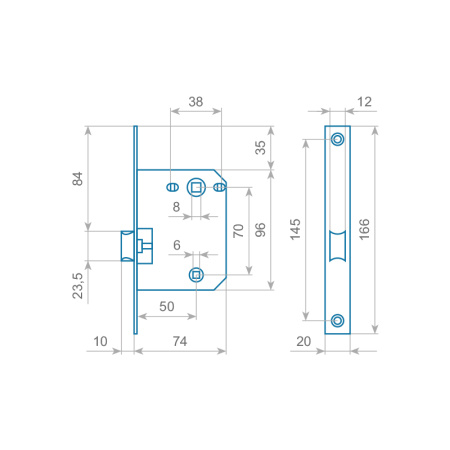 Защелка сантехническая PVC ITAROS 70х50 черная BLACK