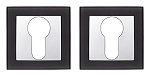Накладка на цилиндр КВАДРО ITAROS PREMIUM на квадратной розетке черный матовый/хром BLACK/CP