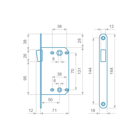 Защелка сантехническая магнитная ITAROS 70х50 старая медь АС