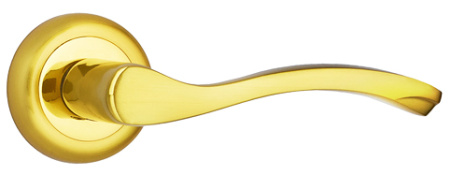 Комплект ручек КРЕМОНА ITAROS на круглой розетке матовое золото/золото SG/GP