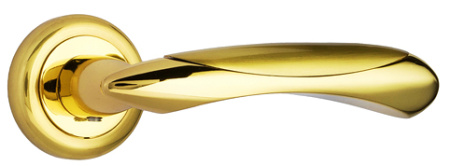 Комплект ручек РИМИНИ ITAROS на круглой розетке матовое золото/золото SG/GP