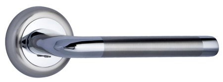 Комплект ручек ФЕРРАРА ITAROS на круглой розетке белый никель/хром SN/CP