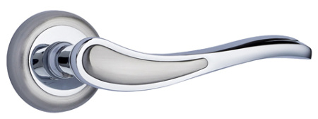Комплект ручек АНКОНА ITAROS PLUS на круглой розетке белый никель/хром SN/CP