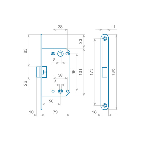 Защелка сантехническая PVC ITAROS 96х50 белый никель SN